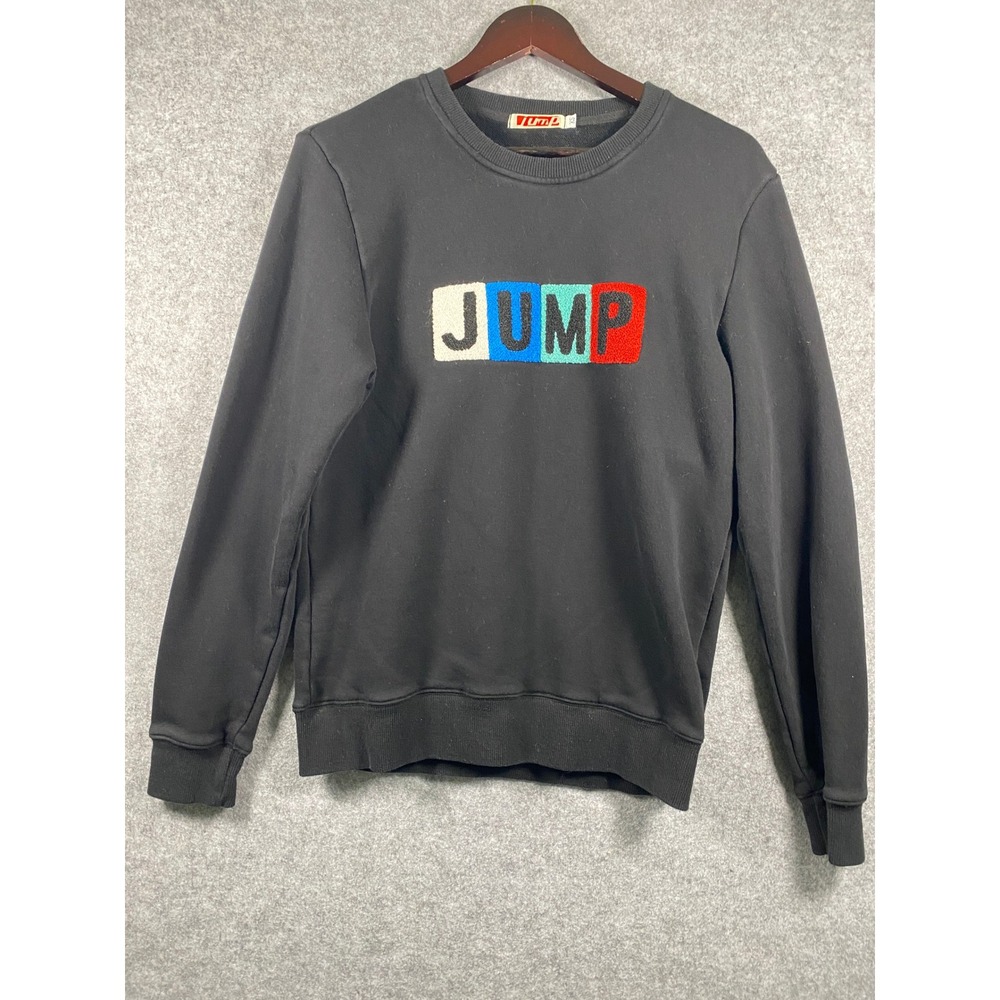 Jump Womens Black ChenillePatch JUMP Sweatshirt Size XS Pullover Fleece Crewneck